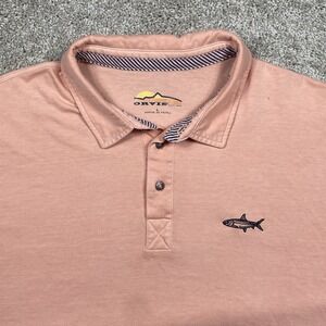 Orvis Polo Shirt Mens Large Trout Bum Pink Classic Short‎ Sleeve SS Salmon Logo